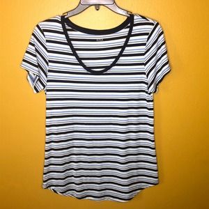 a.n.a Blue Striped Short Sleeve Shirt, S